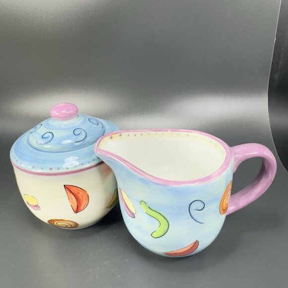Dansk Ratatouille Creamer And Sugar Bowl Set Ceramic Hand Painted Multicolored - Picture 13 of 16